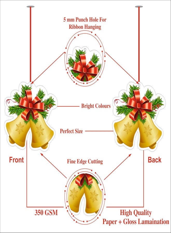 Party Baazaar Christmas Hanging Danglers | Merry Christmas Paper Bells Ornaments | Xmas Party Home Ceiling Wall Door Decorations (Pack of 10) - Image 4